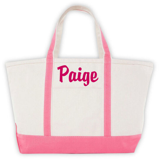 Personalized Coral Large Boat Tote